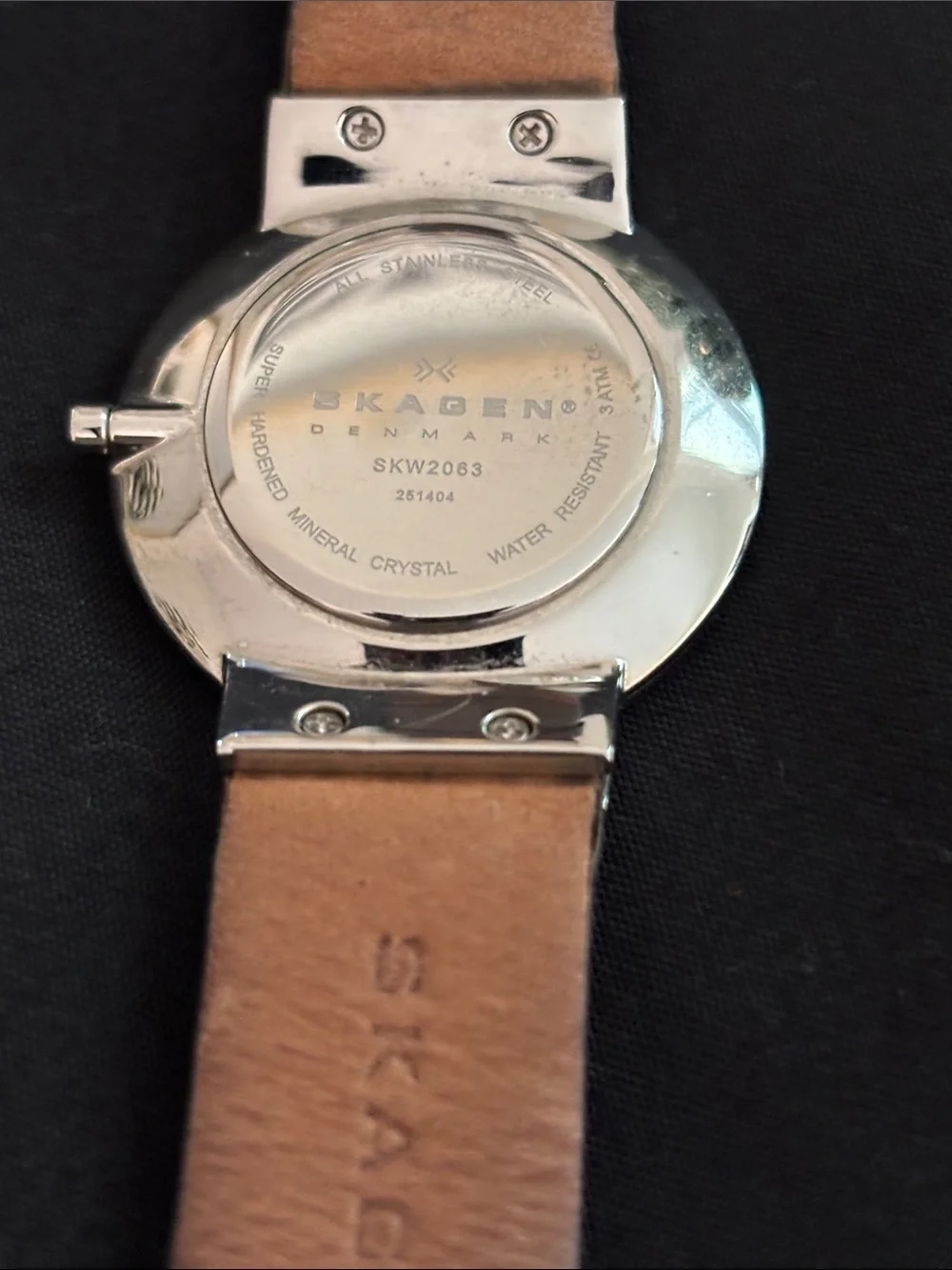 Skagen Silver Case Watch with Taupe Leather Band